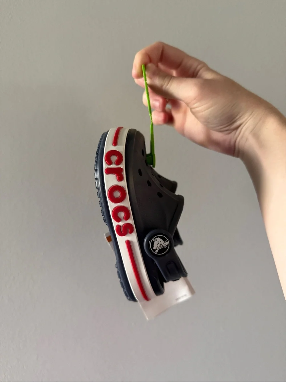 NWT CROCS Toddler Navy Clogs with Red and White Trim size 5